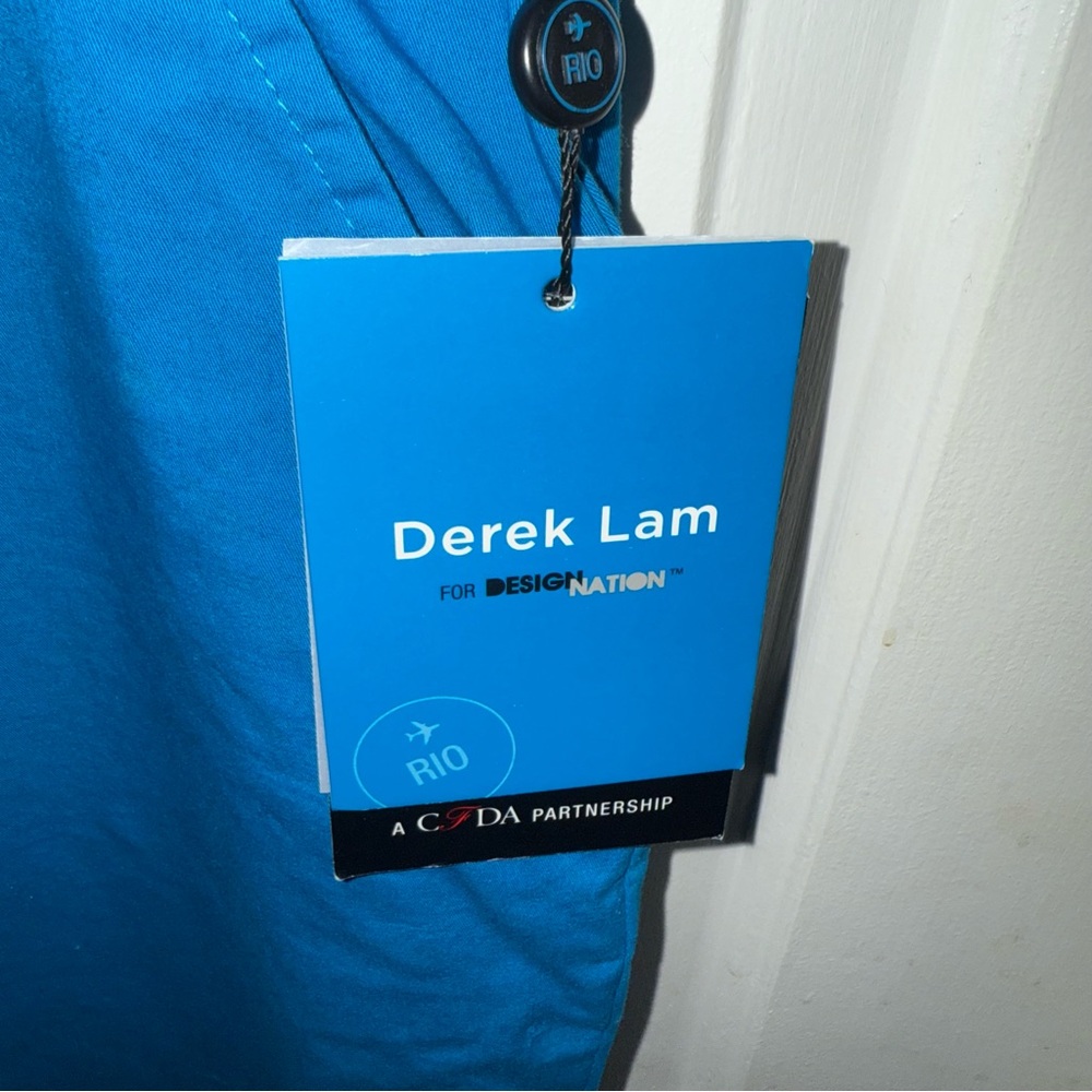 Derek Lam NWT Size 8 Turquoise Pants with Sleek Knee Motorcycle Seaming - Picture 5 of 7